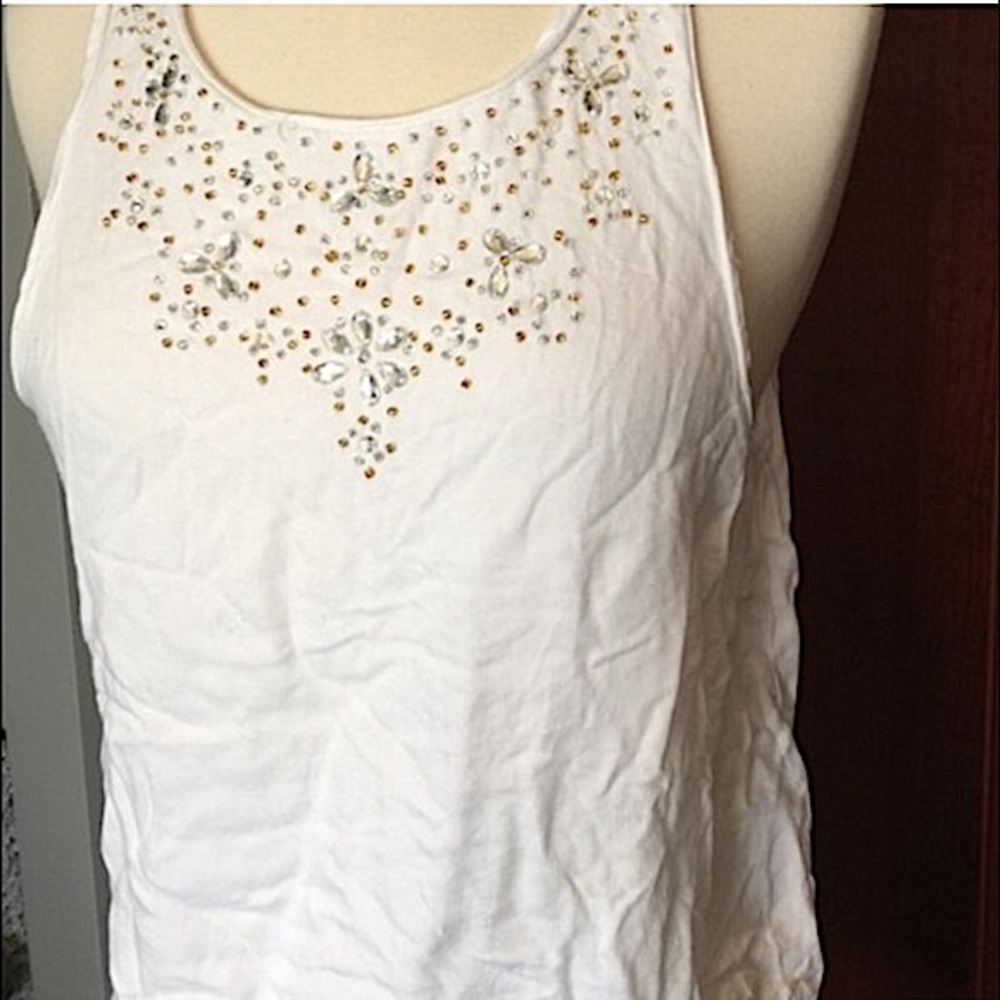 Hollister Vintage Embellished White Tank Top
